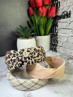 Leopard, Blush & Plaid Women's Headband Set - 3 Pack-NWOT